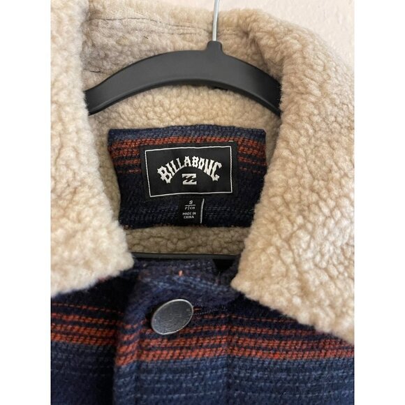 Billabong Fleece Lined Aztec Geometric Collared Jacket Pockets SZ S NEW - Picture 4 of 14